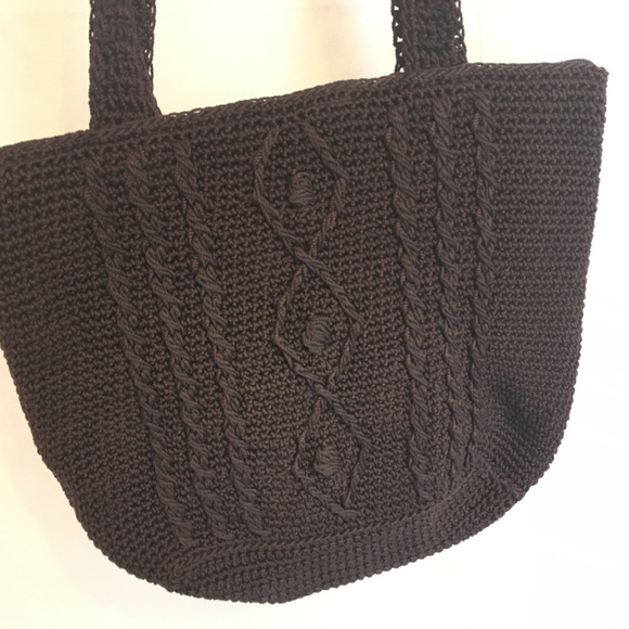 Handbags - Brown Knit Crochet Hobo Bag Purse